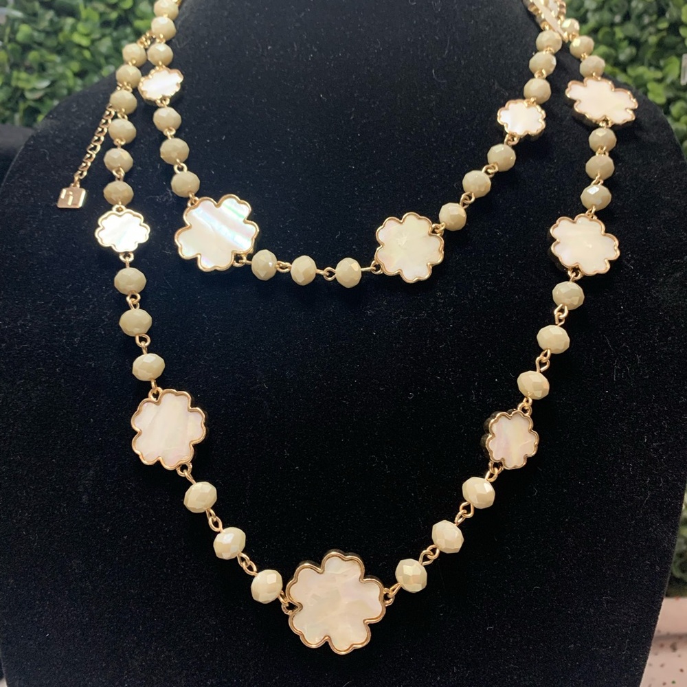 Park Lane “CLOUD” Gold/Cream Floral Necklace